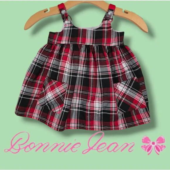 Bonnie Baby by Bonnie Jean Red Metallic Plaid Dress – Baby Girl 12M Holiday dres - Picture 6 of 7